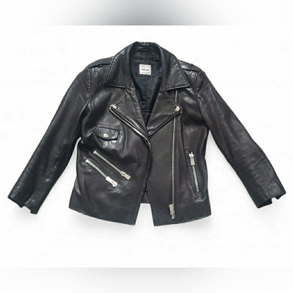 Anine Bing Moto Black Leather Biker Jacket
